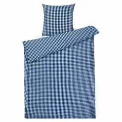 Juna Bæk & Bølge Vuodevaatteet 220x220 + 50x60 Cm, Tummansininen / Valkoinen