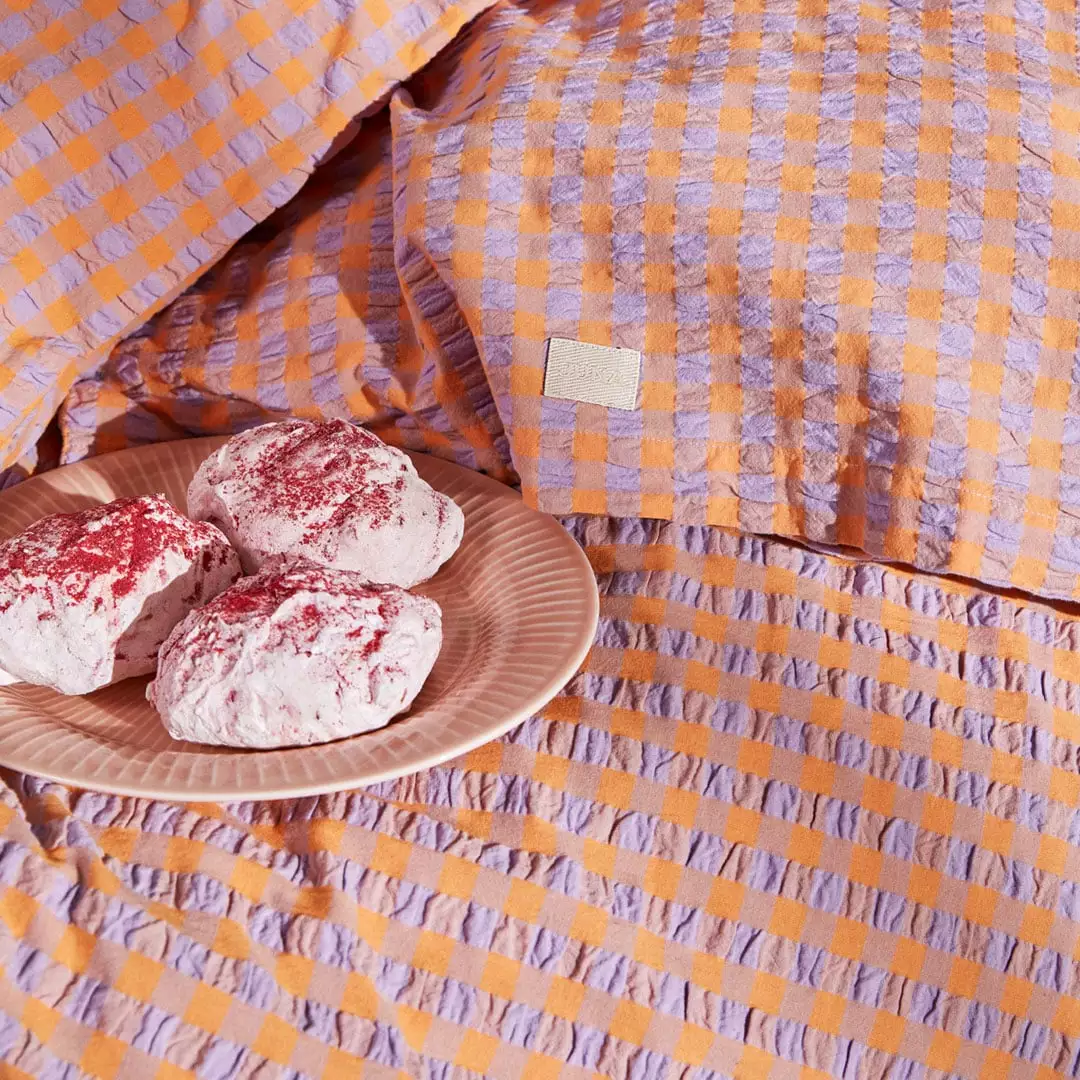 Juna Bæk&Bølge Vuodevaatteet 200x220 + 60x63 Cm, Laventelin Väriset / Persikankeltaiset - Image 2