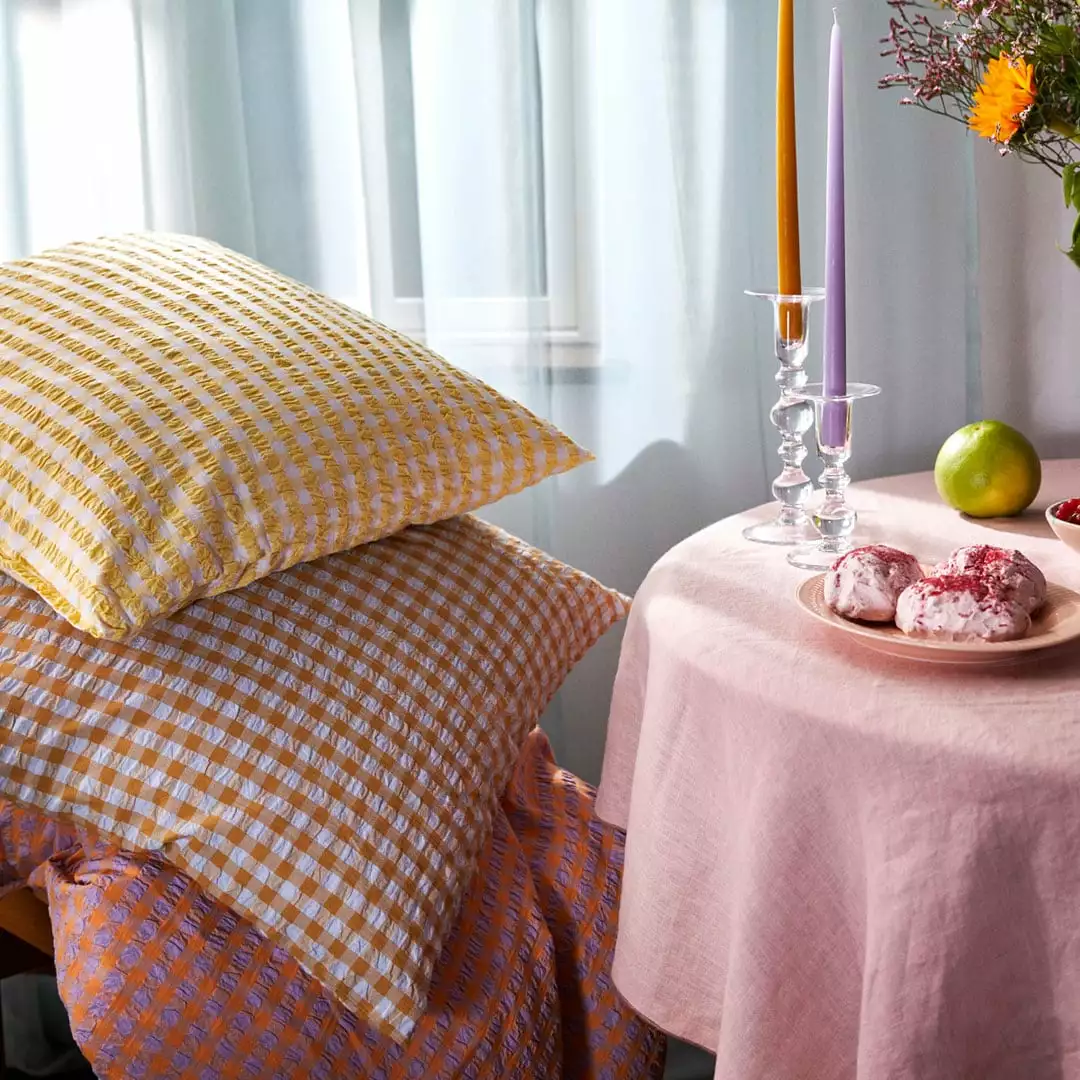 Juna Bæk&Bølge Vuodevaatteet 200x220 + 60x63 Cm, Laventelin Väriset / Persikankeltaiset - Image 3