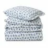 Lexington Blue Printed Leaves Organic Cotton Poplin Vuodevaatteet, 150x210 Cm