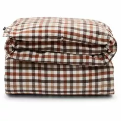 Lexington Checked Cotton Flannel Pussilakana Rust Brown / Valkoinen, 220x220 Cm