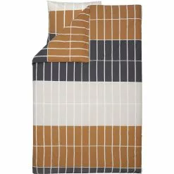 Marimekko Tiiliskivi Pussilakana Tummanruskea / Beige / Charcoal, 150x210 Cm