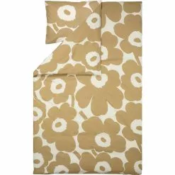 Marimekko Unikko Pussilakana Cotton / Beige, 150x210 Cm
