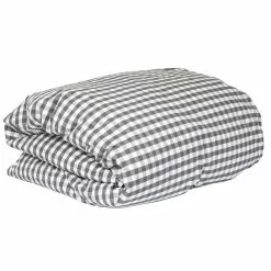 Mille Notti Casella Pussilakana 220x220 Cm, Ivory/Tummanharmaa