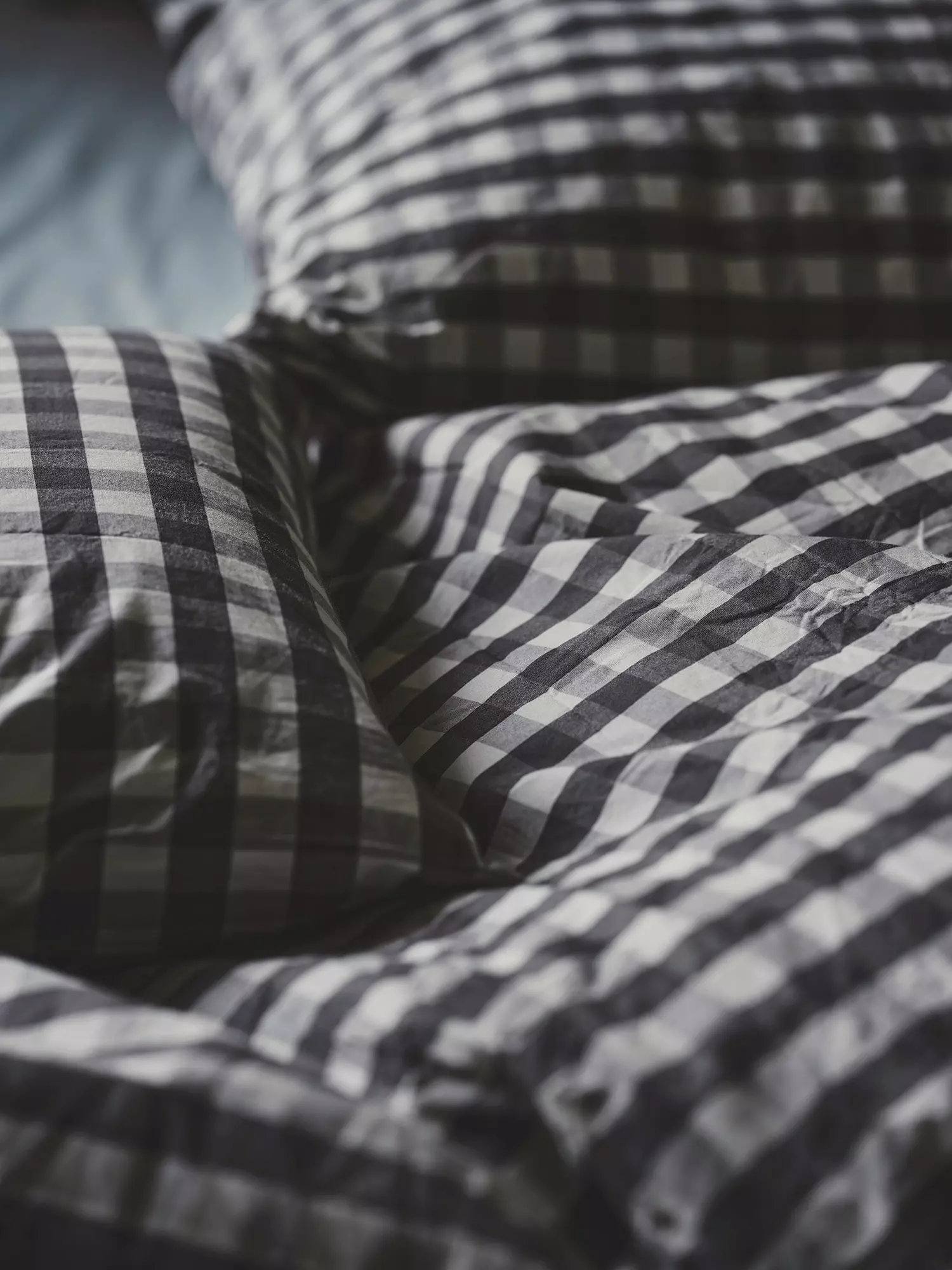 Mille Notti Casella Pussilakana 140x200 Cm, Ivory/Tummanharmaa - Image 3