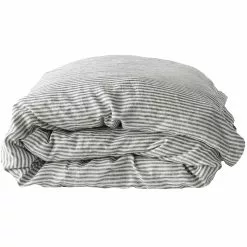 Tell Me More Raidallinen Pussilakana Pellava Harmaa/Valkoinen, 240x220 Cm